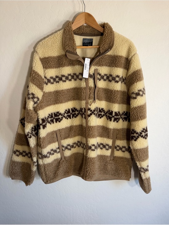 J. Crew Other - J.Crew Nordic Sherpa Fleece Full Zip Jacket Fair Isle Tan Beige Size XL NWT